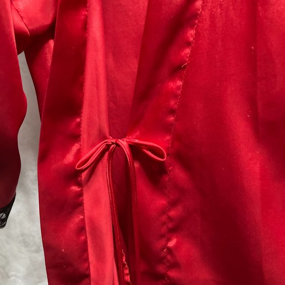 FREDERICKS OF HOLLYWOOD Harlow Satin Kimono Red Black Robe Womens Small - Picture 10 of 16
